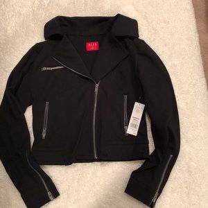 NWT black fabric moto jacket